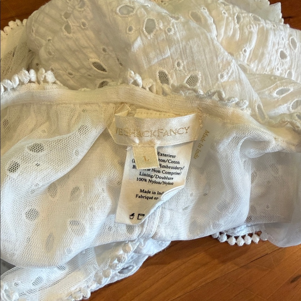 LoveShackFancy Peony White Eyelet Bodysuit NEW size L feminine top body suit - Picture 12 of 14